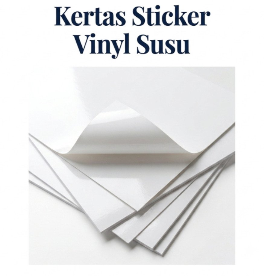 Jual Sticker Vinyl Putih Susu Glossy Ukuran Folio