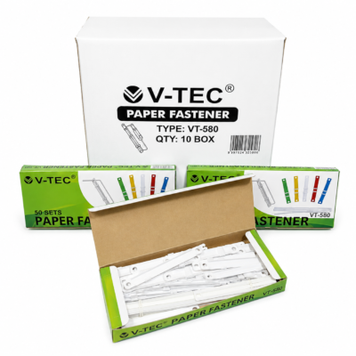 PENJEPIT KERTAS ACCO PLASTIK PUTIH V-TEC 50 SET
